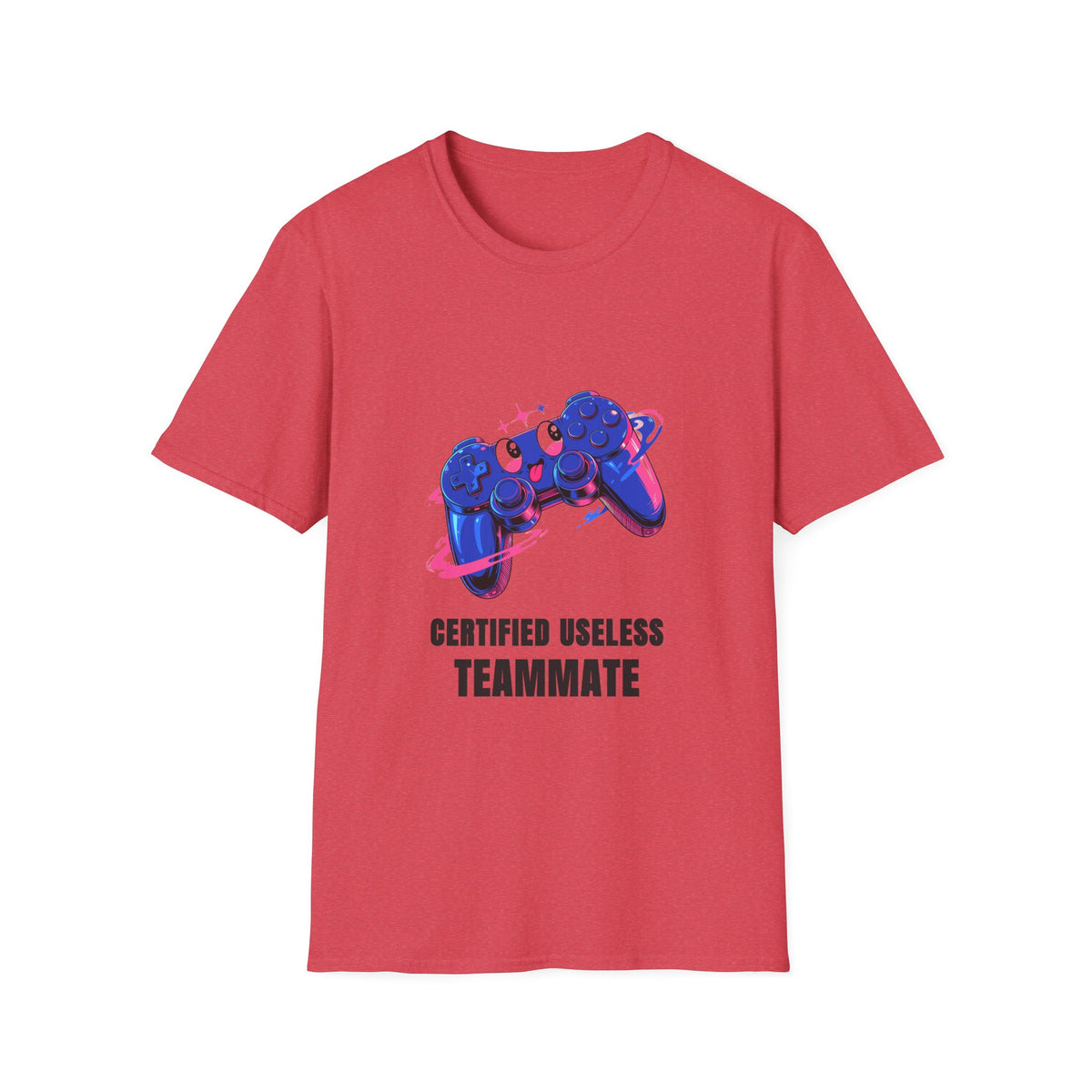 Certified Useless Teammate Gamer T-Shirt — Retro Neon Gamepad Tee - Trending Now - August 2026