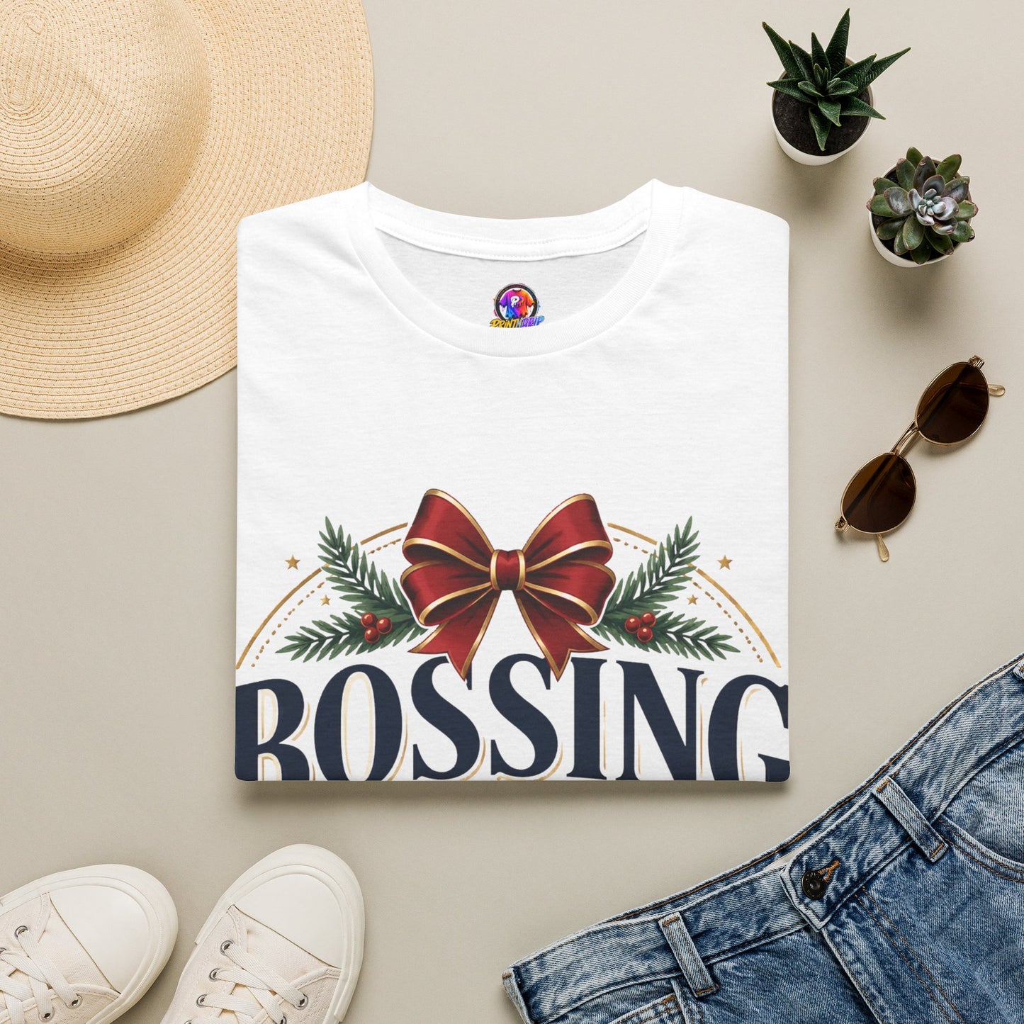 Christmas “Bossing Through Christmas” T‑Shirt — Funny Holiday Boss Gift