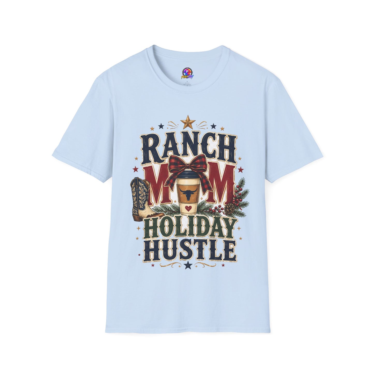 Ranch Mom Holiday Hustle T-Shirt — Festive Western Mom Tee