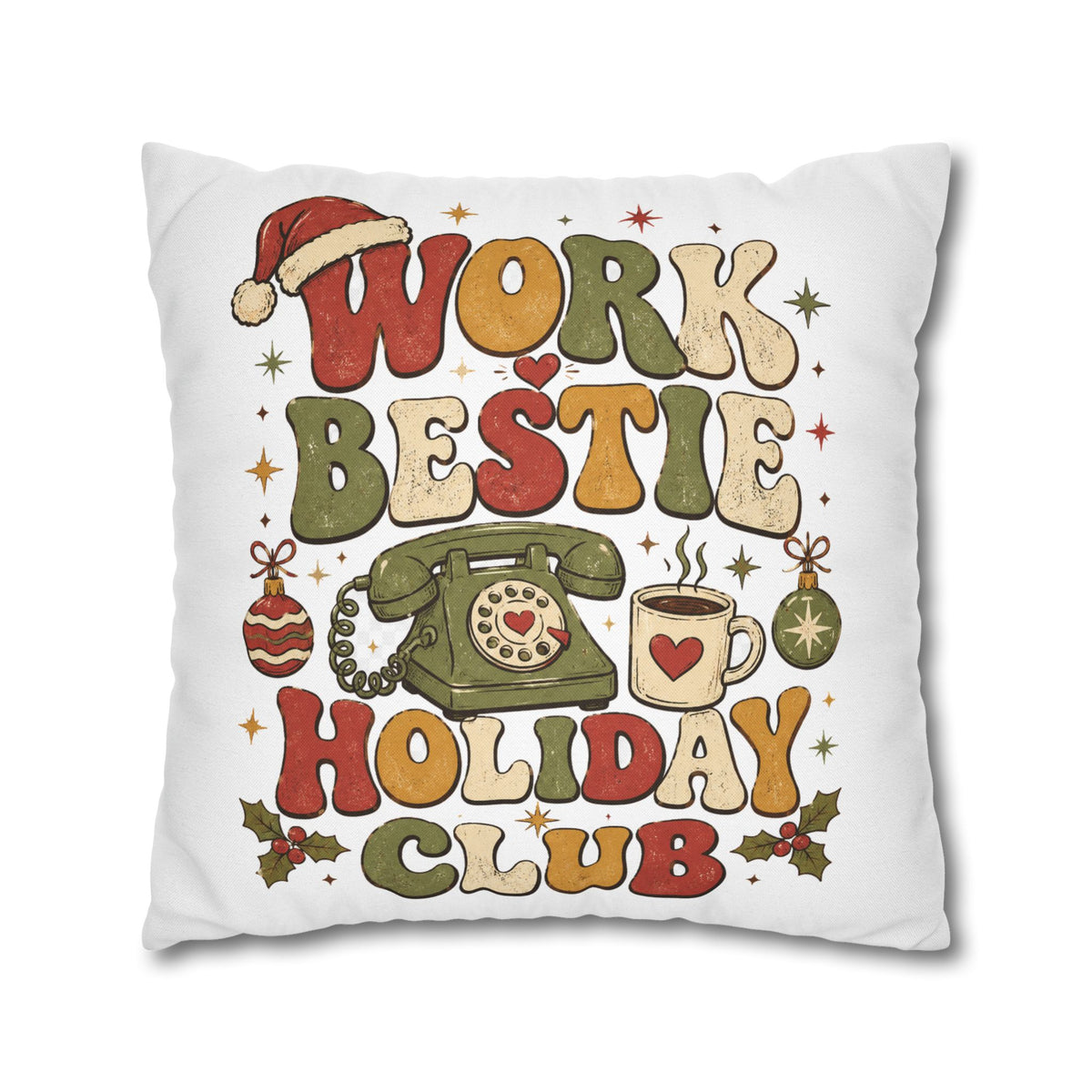 Holiday Work Bestie Pillowcase Modern Day Christmas  — Festive Office Friend Decorative Pillow Cover