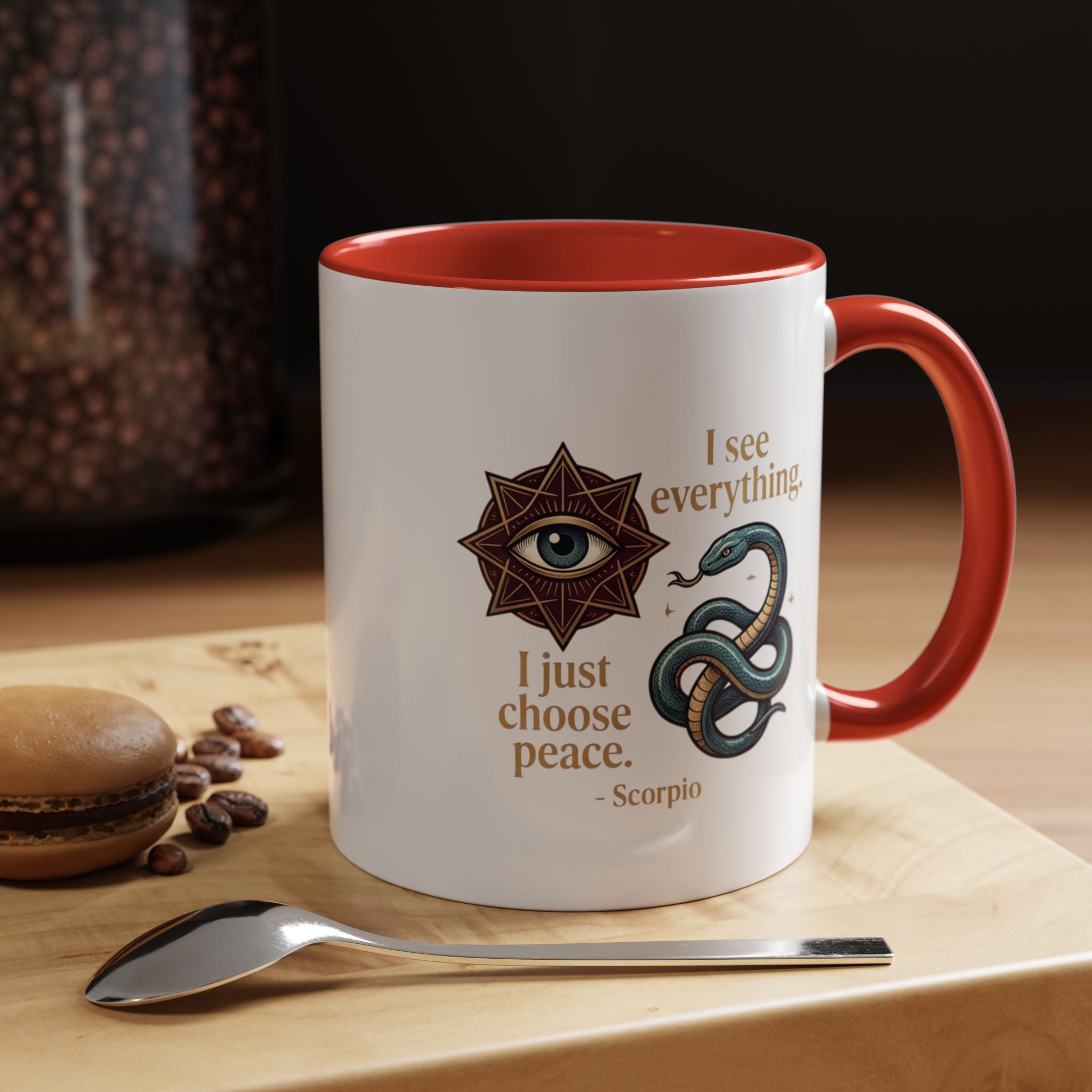 Scorpio Accent Coffee Mug – "I See Everything, I Just Choose Peace" Zodiac Mug
