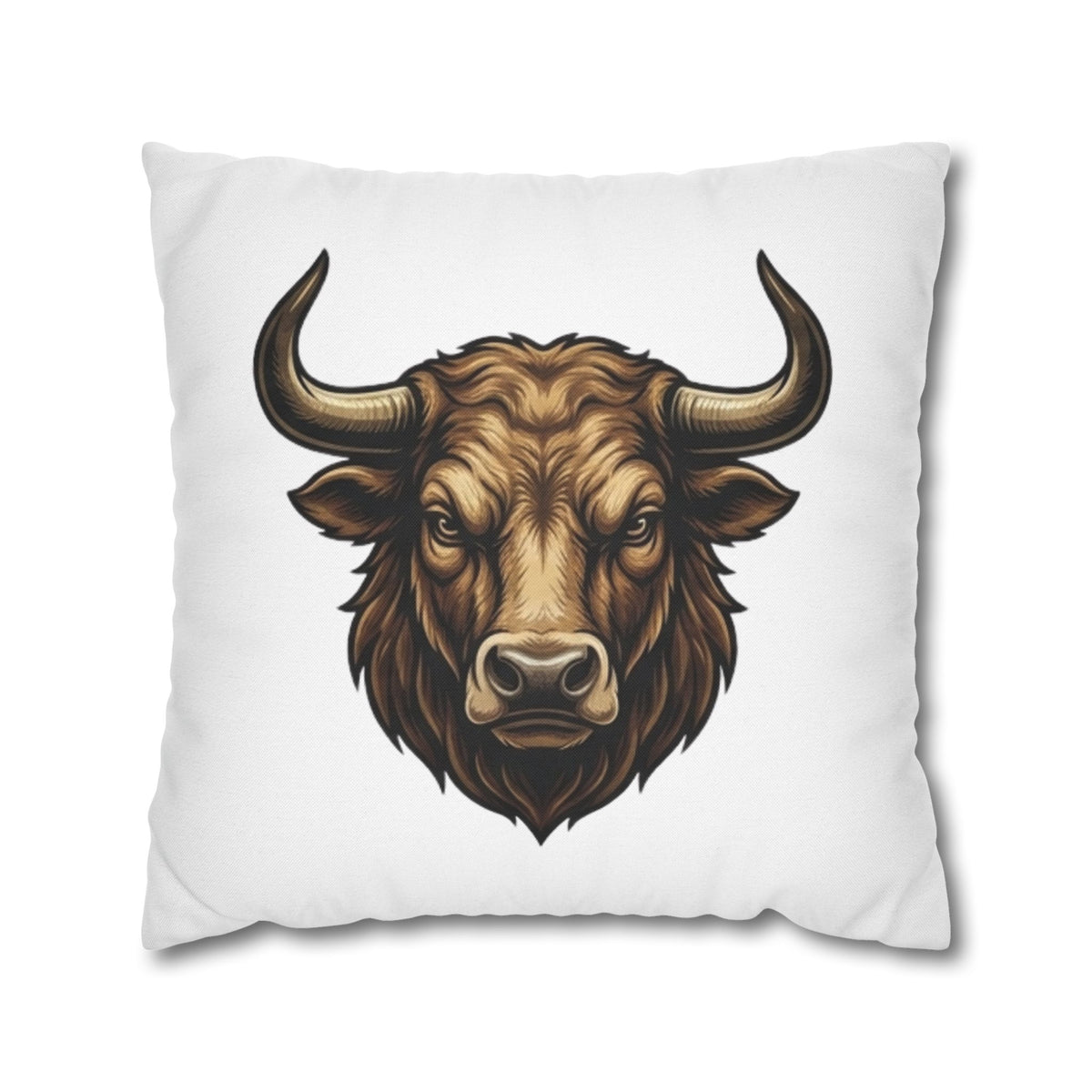 Taurus Bull Head Decorative Pillowcase — Rustic Farmhouse Toss Pillow Cover