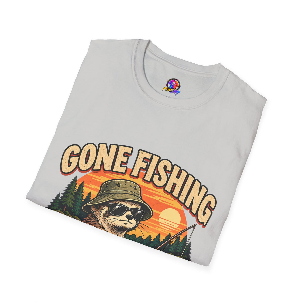 Funny And Witty T-Shirt — “Gone Fishing, Avoiding Feelings” Sloth Fishing Graphic Tee