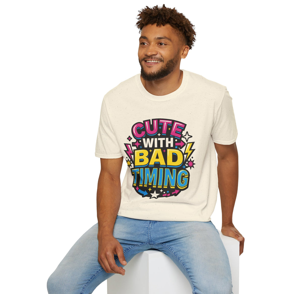 Cute But Bad Timing Graphic T-Shirt — Funny Retro Rainbow Tee - Trending Now - August 2026