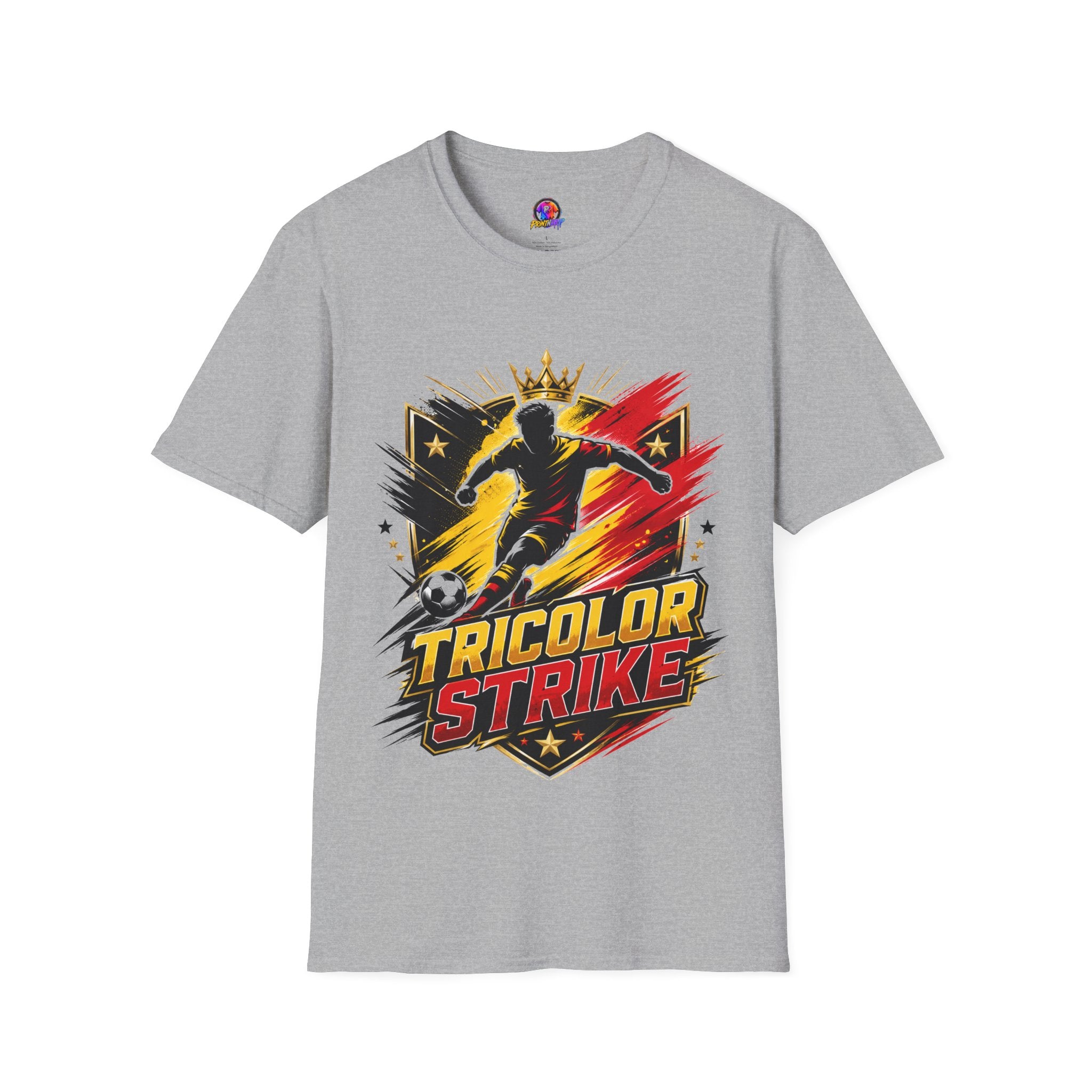 Belgium Soccer T-Shirt — 'Tricolor Strike' Graphic Jersey Tee