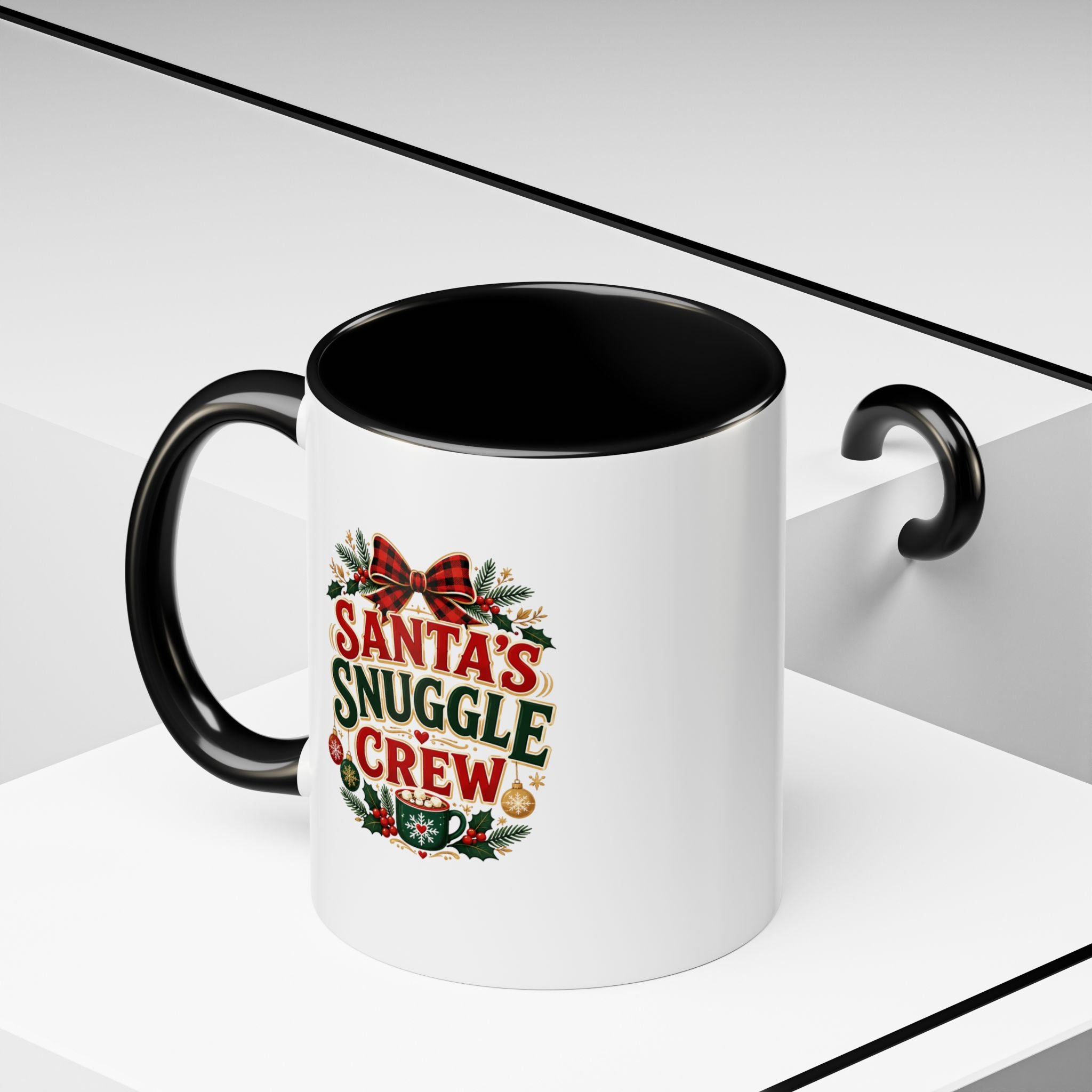 Santa’s Snuggle Crew Accent Coffee Mug — Holiday Christmas Cocoa Cup