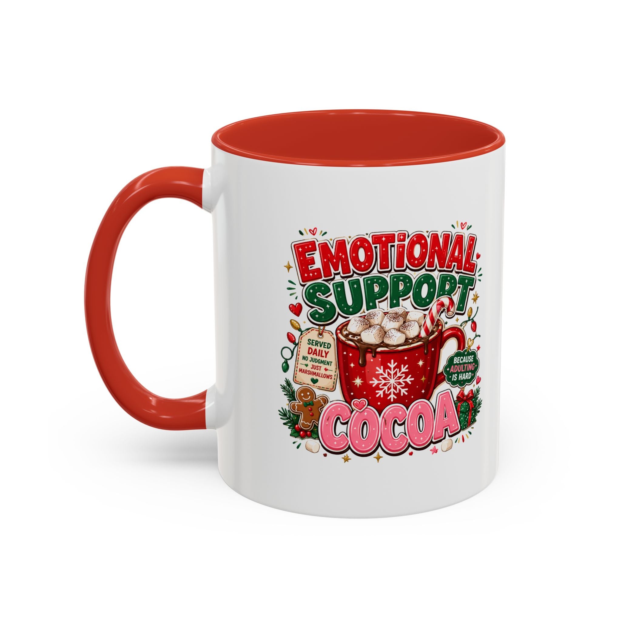 Modern Day Christmas  Emotional Support Cocoa Mug — Festive Hot Chocolate Christmas Coffee Cup (11/15oz)
