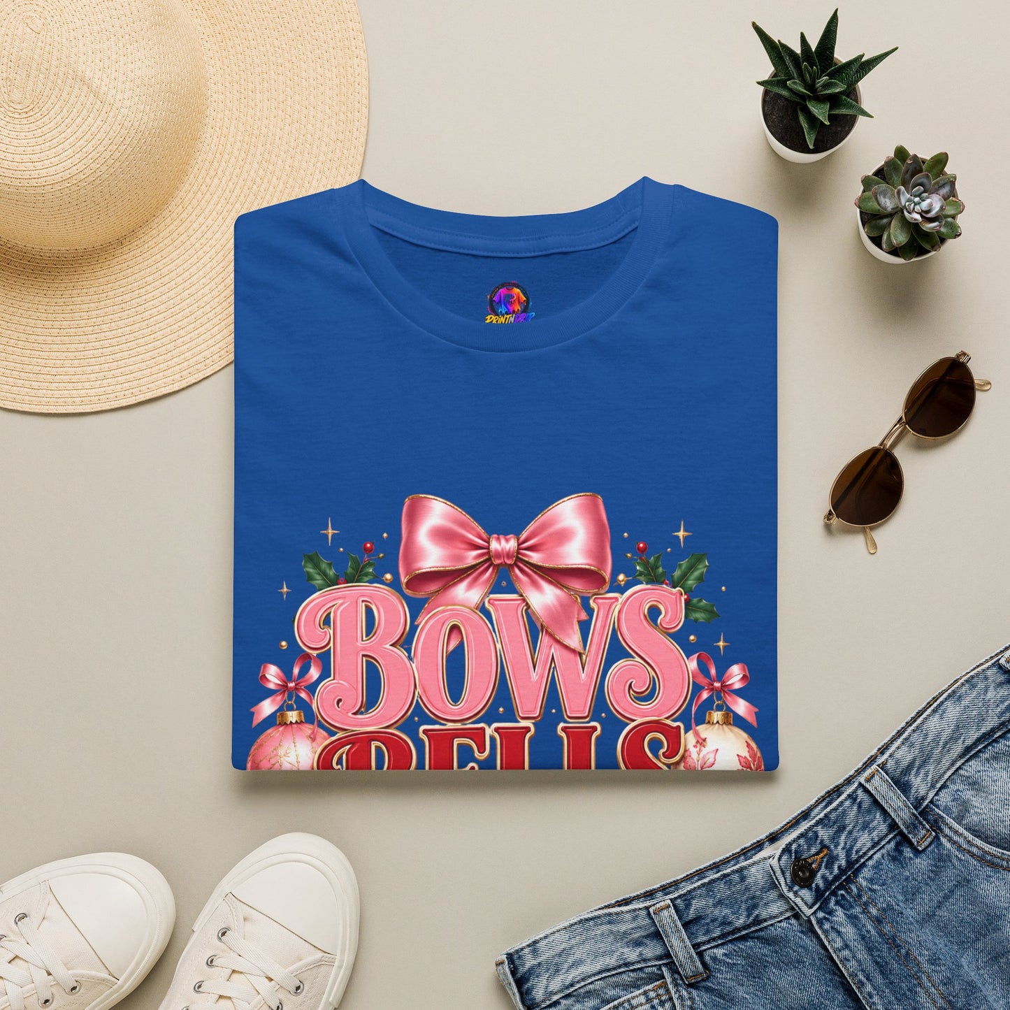 T-Shirt — Bows Bells Bliss Christmas Graphic Tee