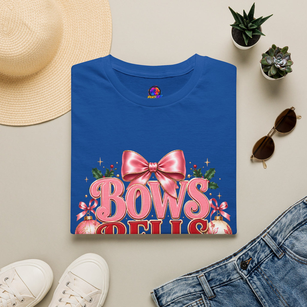 T-Shirt — Bows Bells Bliss Christmas Graphic Tee
