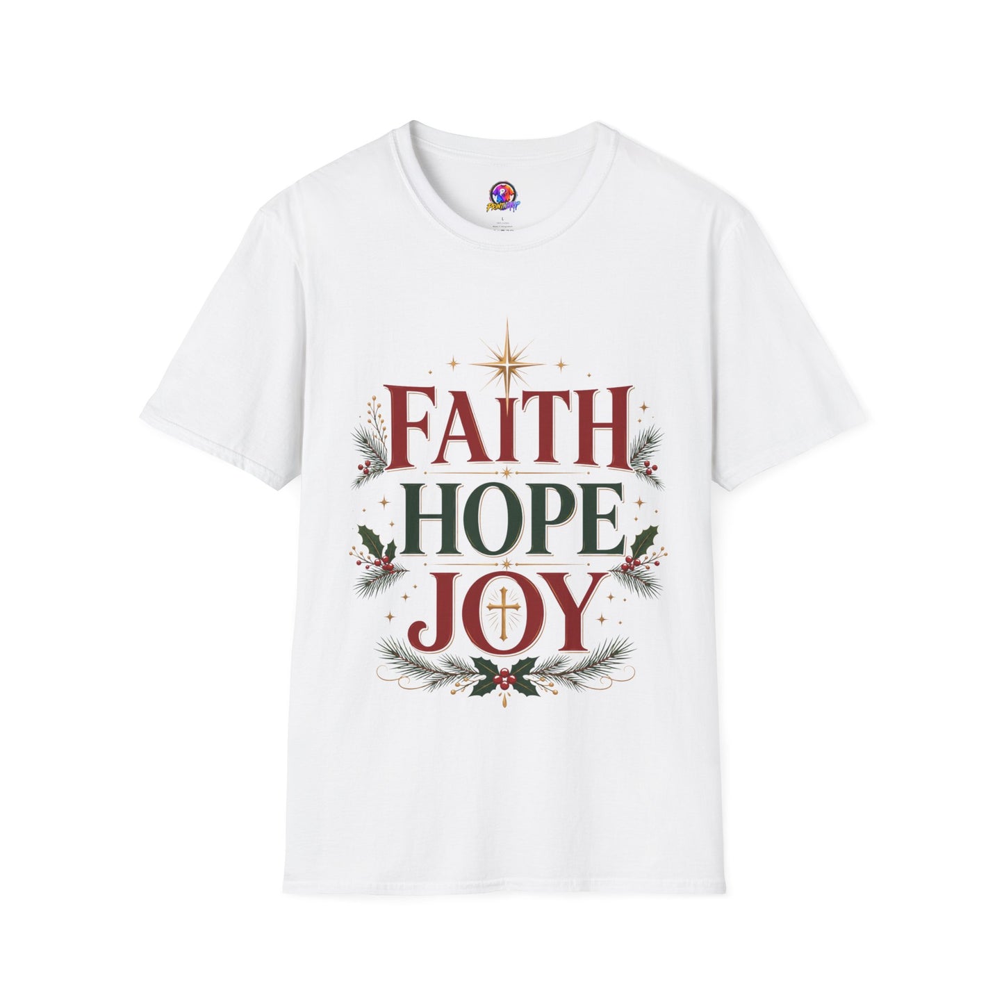 Faith Hope Joy Christmas T-Shirt — Holiday Nativity Inspirational Tee