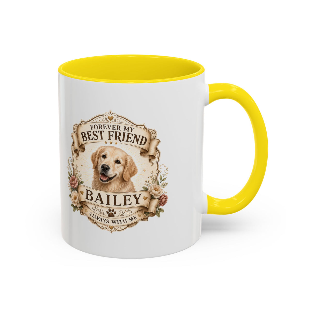 Milo Bailey Dog Dad Mom Personalized Dog Coffee Mug – "Forever My Best Friend" Golden Retriever Accent Mug
