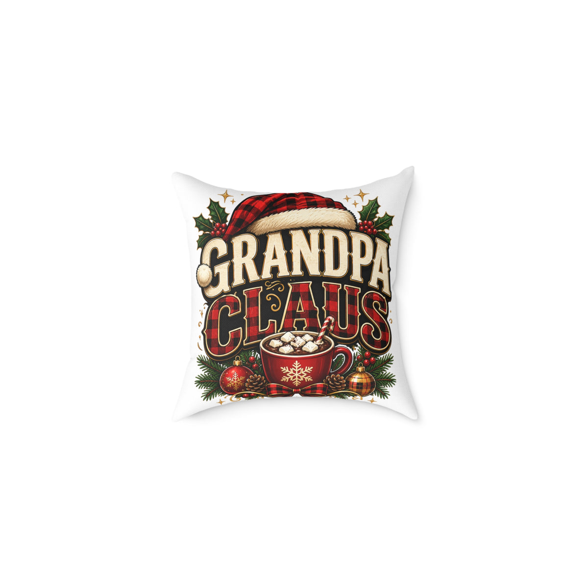 Grandpa Claus Christmas Throw Pillow — Festive Holiday Decorative Cushion