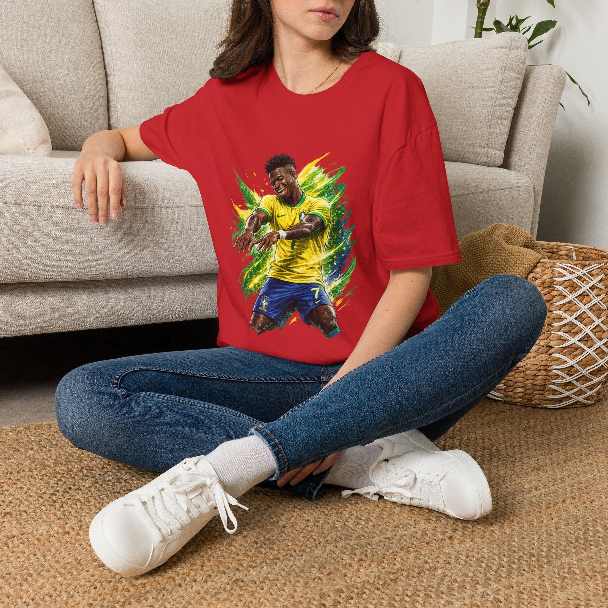 Brazil  Soccer Celebration T-Shirt — Brazilian Football Player Artwork
