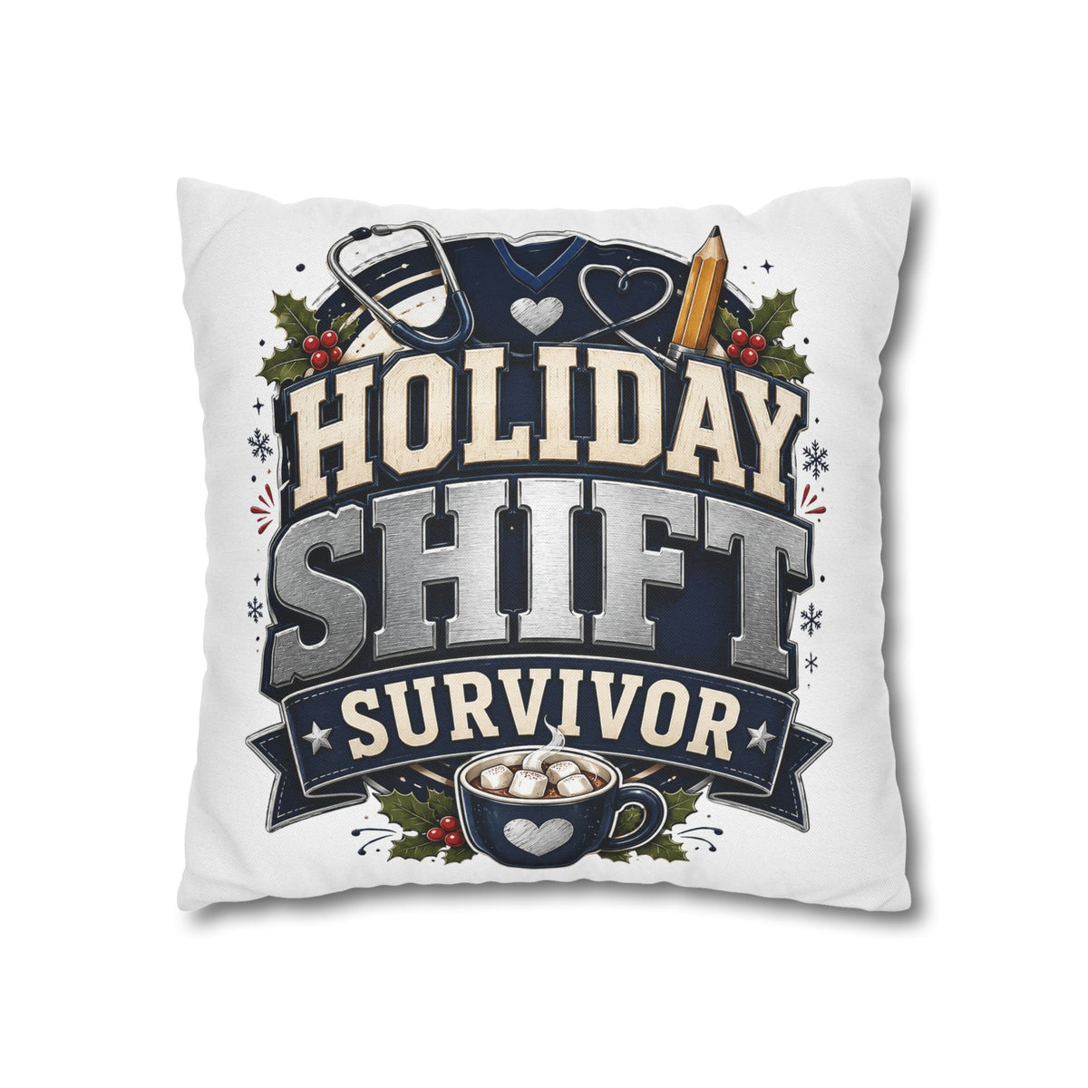 Holiday Shift Survivor Pillowcase Modern Day Christmas  — Nurse & Healthcare Worker Christmas Gift