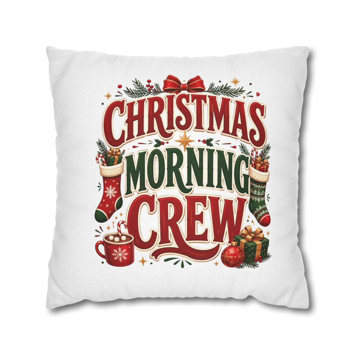 Christmas Spun Square Pillowcase  Morning Crew Pillowcase