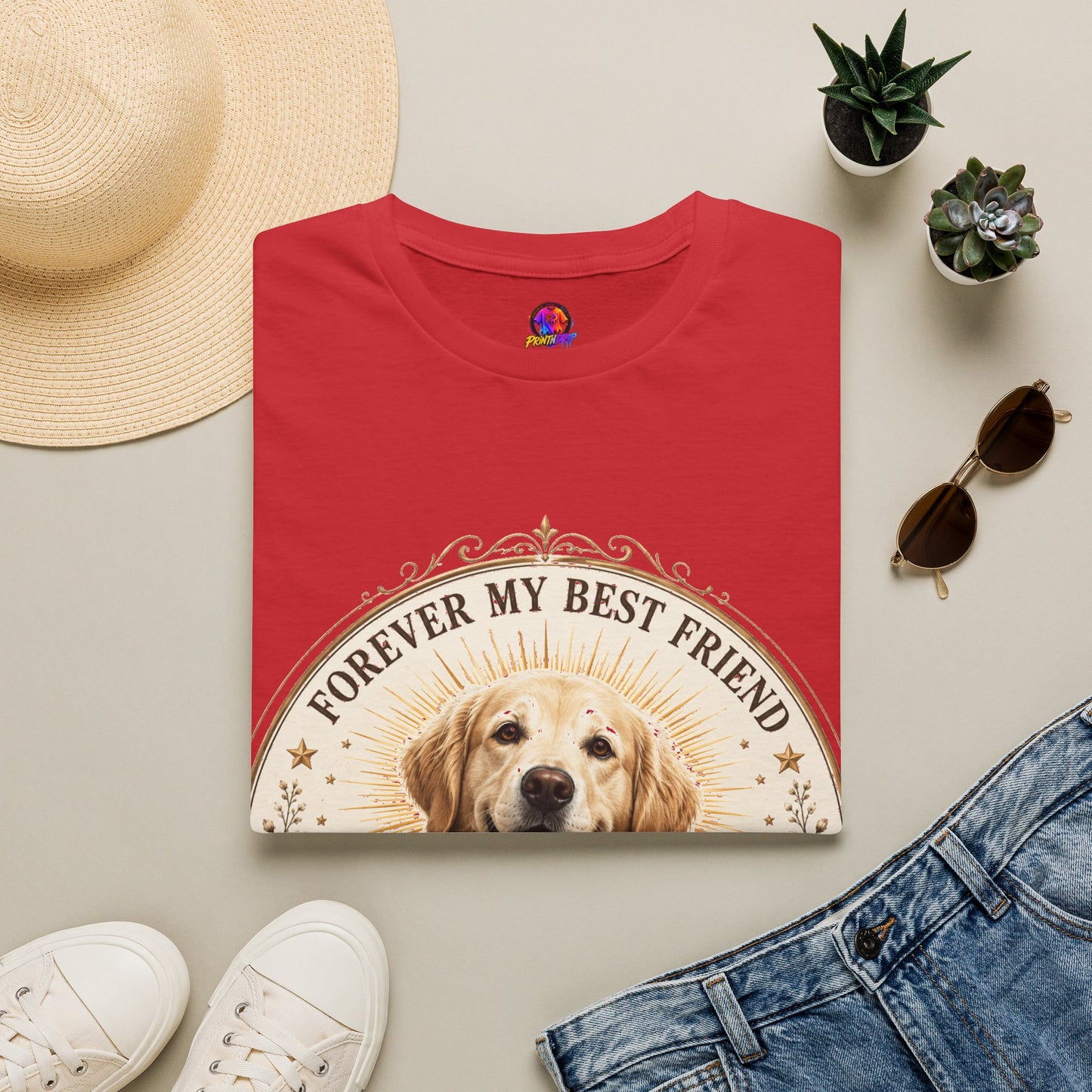 Dog Lover T-Shirt — “Forever My Best Friend” Personalized Golden Retriever Tee
