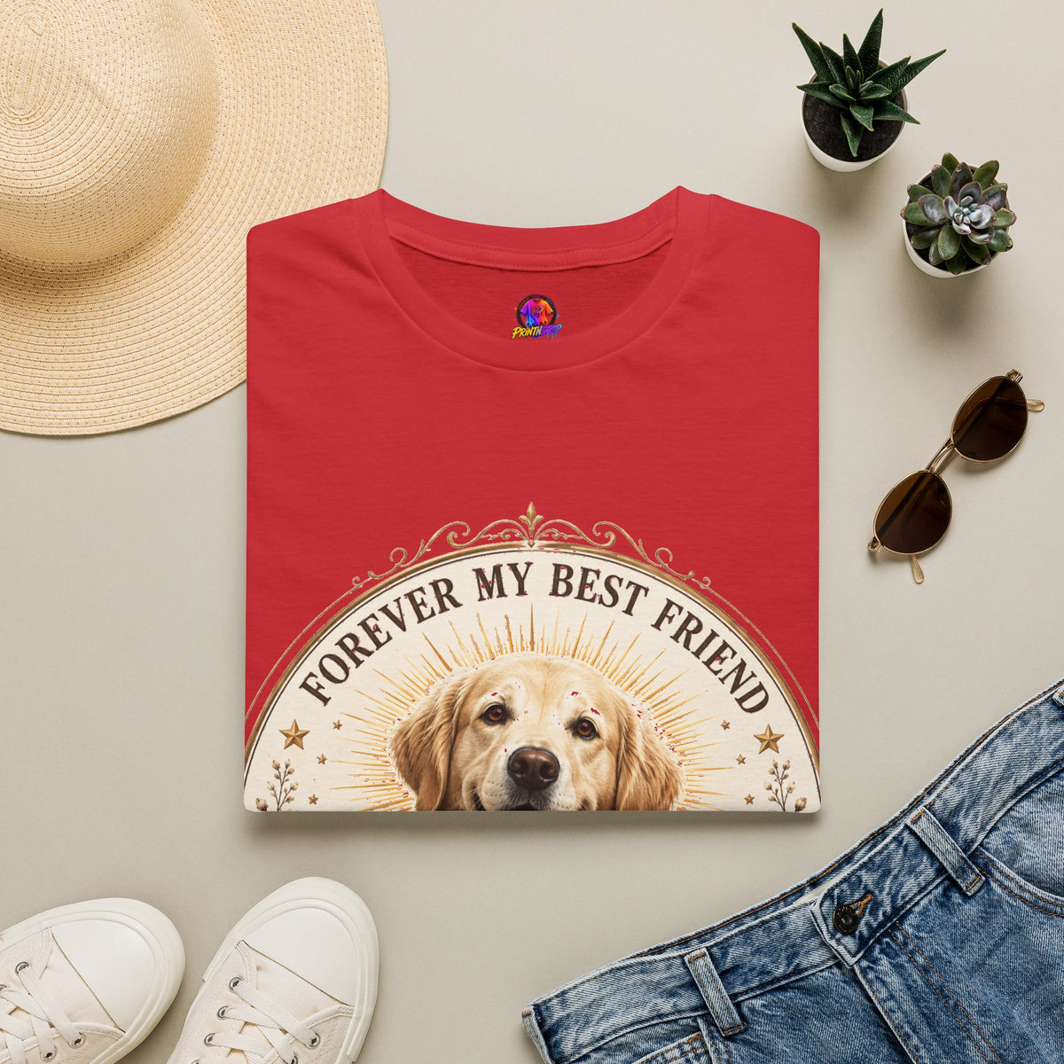 Dog Lover T-Shirt — “Forever My Best Friend” Personalized Golden Retriever Tee