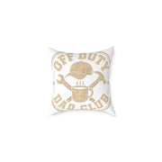 Milo Bailey Dog Dad Mom Square Pillow — "Off Duty Dad Club" Rustic Workshop Decorative Throw Pillow