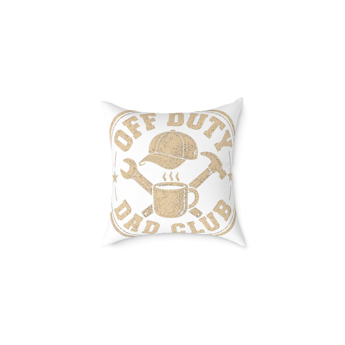 Milo Bailey Dog Dad Mom Square Pillow — "Off Duty Dad Club" Rustic Workshop Decorative Throw Pillow