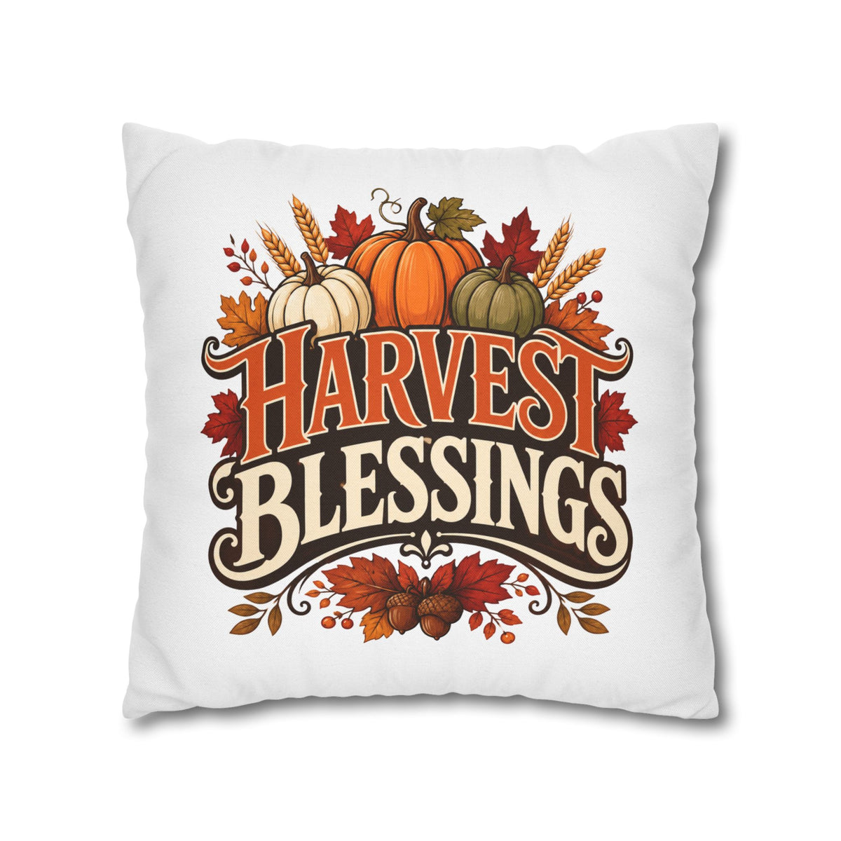 Thanksgiving Harvest Blessings Throw Pillowcase — Autumn Pumpkin Fall Decor