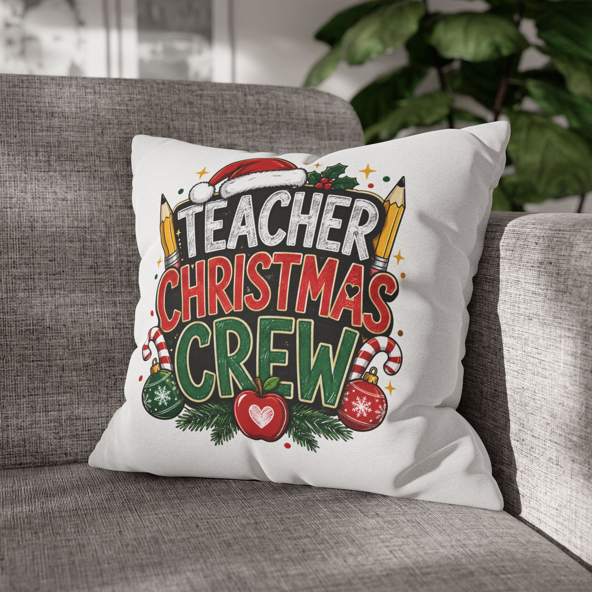 Teacher Christmas Crew Pillowcase — Festive Holiday Gift for Teachers