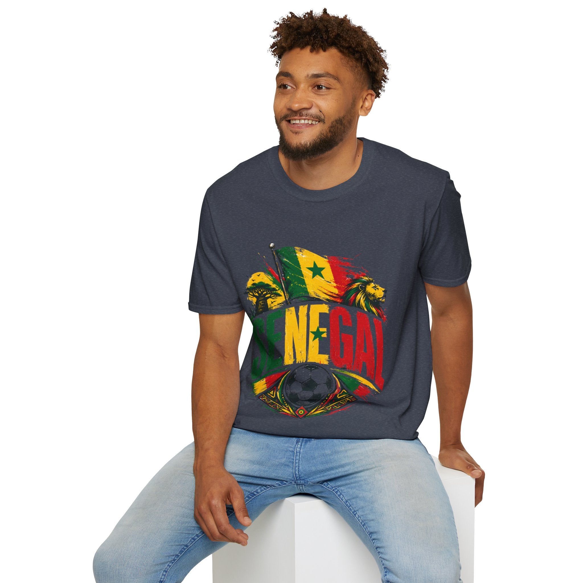 Senegal Flag Soccer T-Shirt — Lion & Football Pride Tee