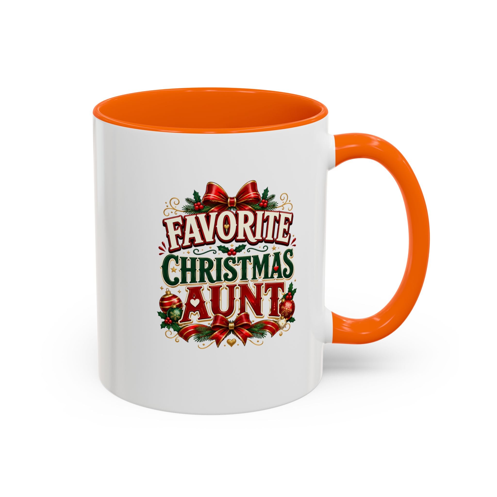 Christmas Aunt Coffee Mug — "Favorite Christmas Aunt" Accent Holiday Mug