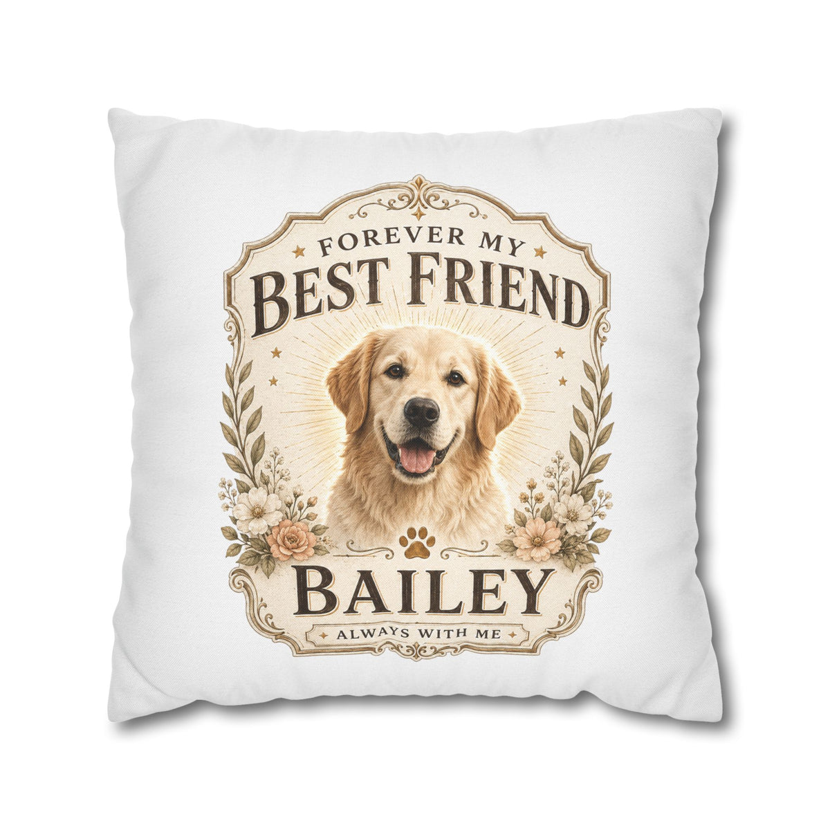 Personalized Dog Pillowcase  Milo Bailey Dog Dad Mom— "Forever My Best Friend" Custom Pet Name Cushion Cover