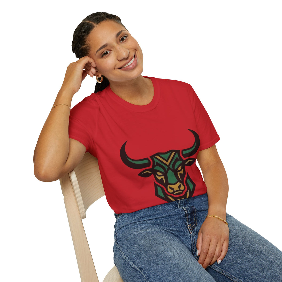 Taurus Bull Head T-Shirt — Geometric Tribal Bull Graphic Tee