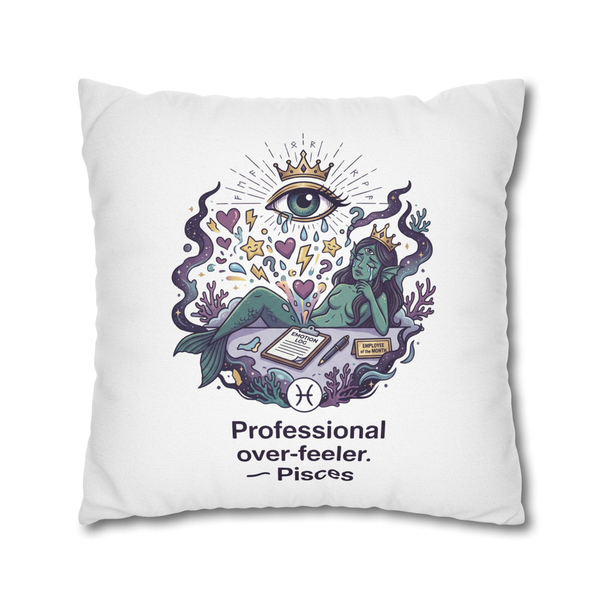 Pisces Zodiac Pillowcase — "Professional Over-Feeler" Decorative Square Pillowcase