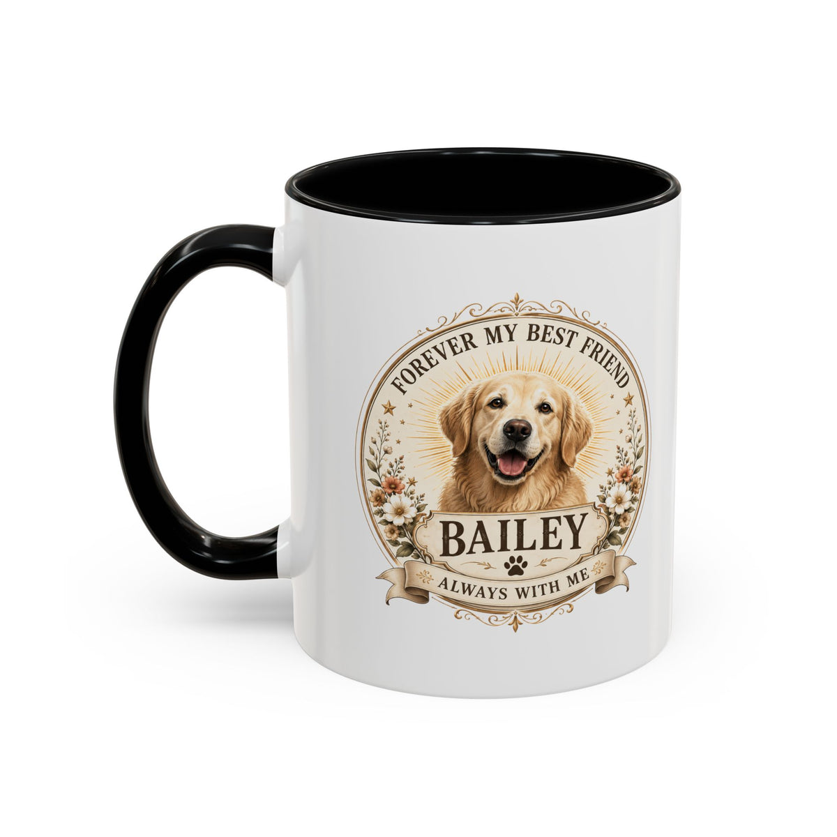 Milo Bailey Dog Dad Mom Golden Retriever Memorial Coffee Mug – "Forever My Best Friend" Personalized Name Accent Mug