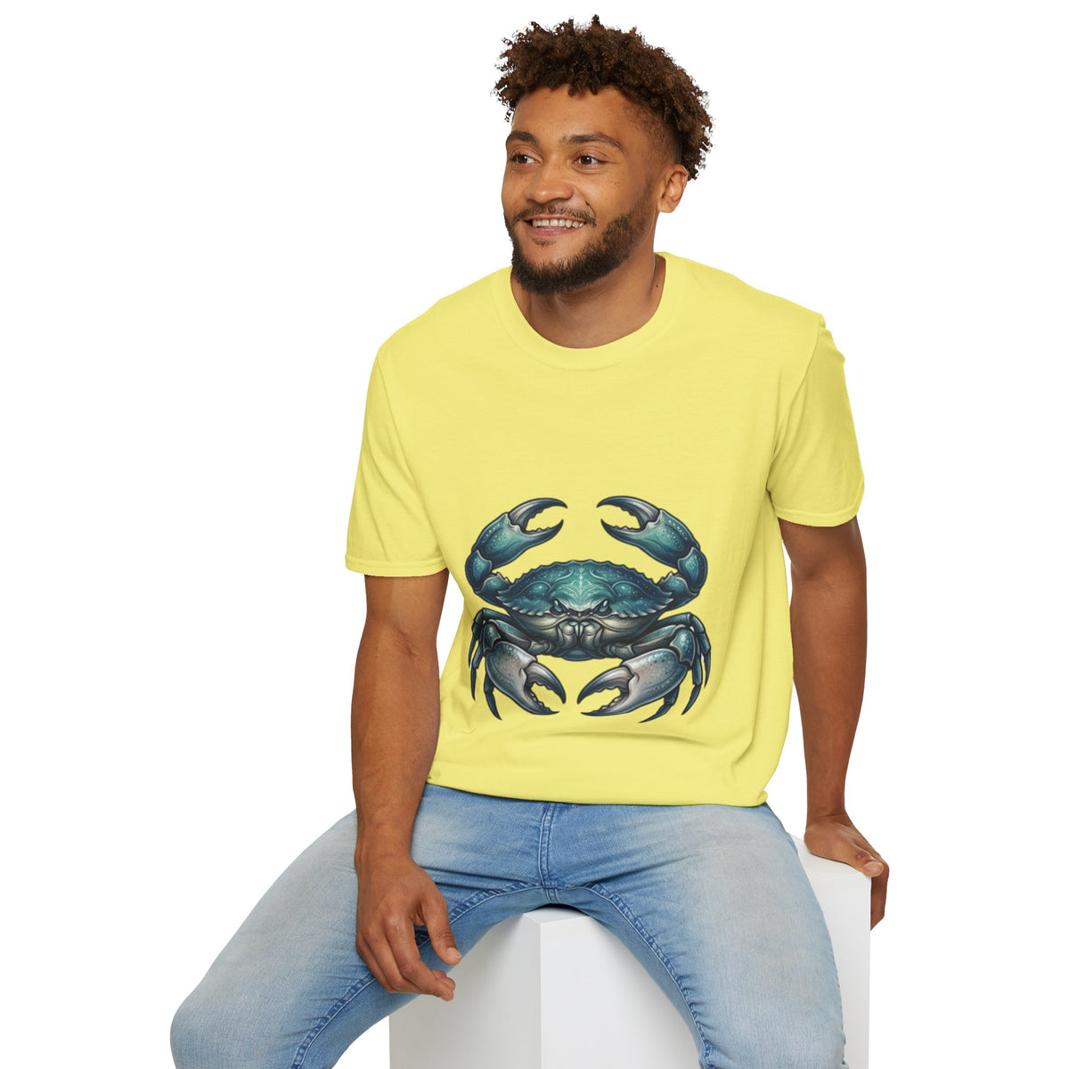 Cancer Zodiac Crabby Coastal Tee - Blue Green Crab Graphic T-Shirt