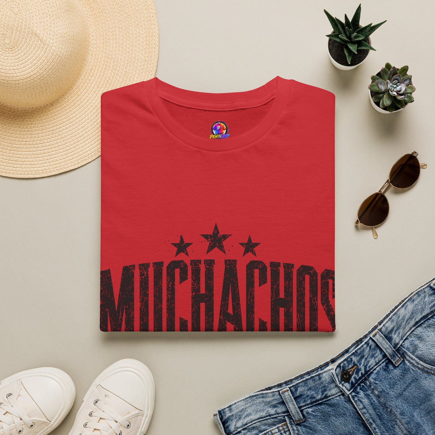 Muchachos Graphic T‑Shirt — Vintage Distressed Crew Tee - Argentina Song, slogan, favorite chant