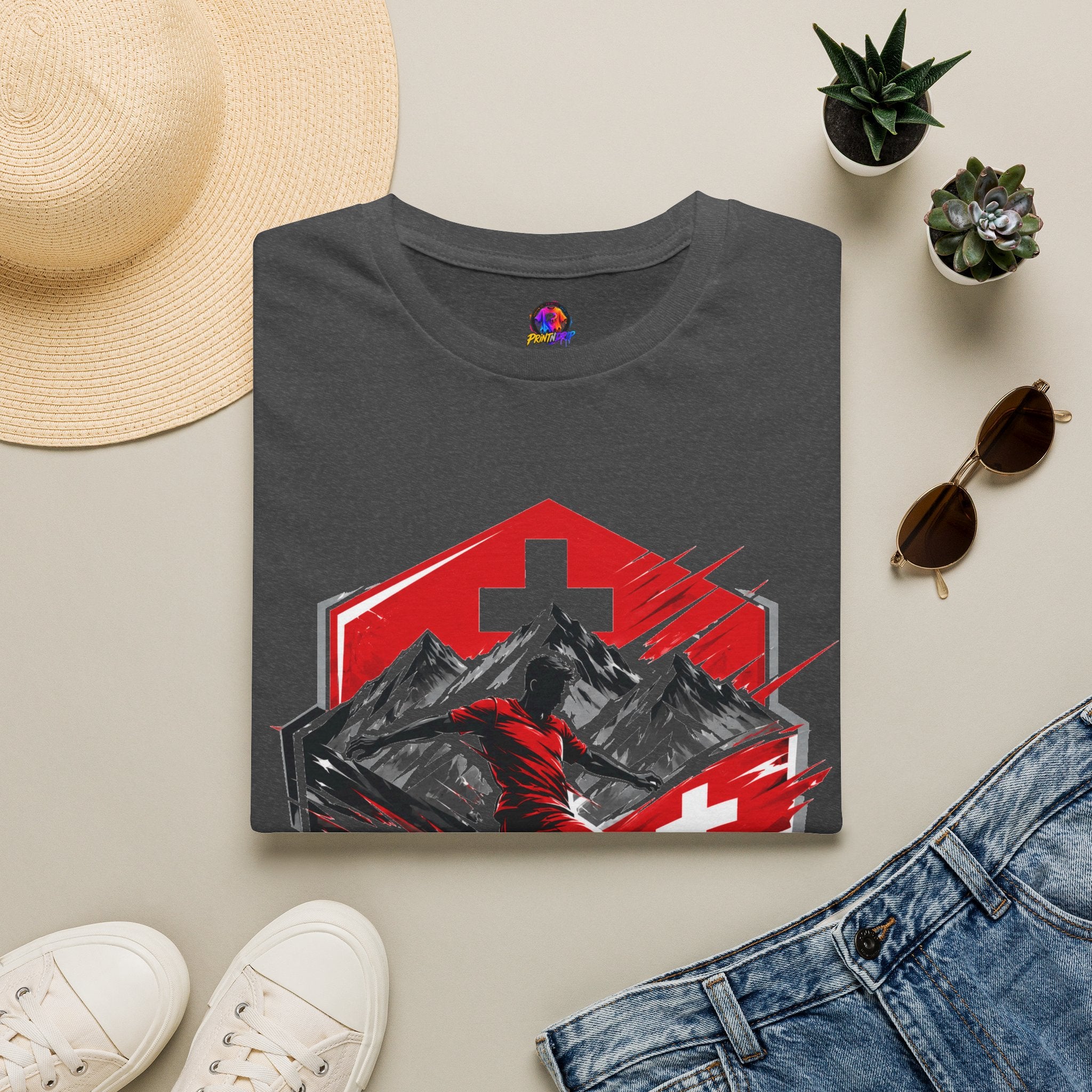Switzerland Alpine Strike T‑Shirt – Swiss Mountain Ski & Snowboard Graphic
