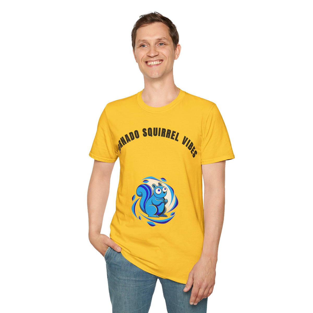 T-Shirt — "Tornado Squirrel Vibes" Graphic Tee | Cute Whimsical Squirrel Swirl Design - Trending Now - September 2026