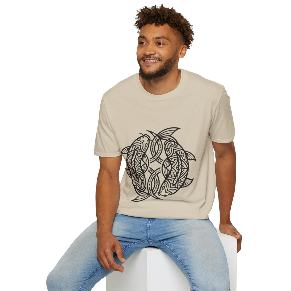 Pisces Zodiac Koi Fish Mandala T-Shirt — Intricate Zen koi Circle Design