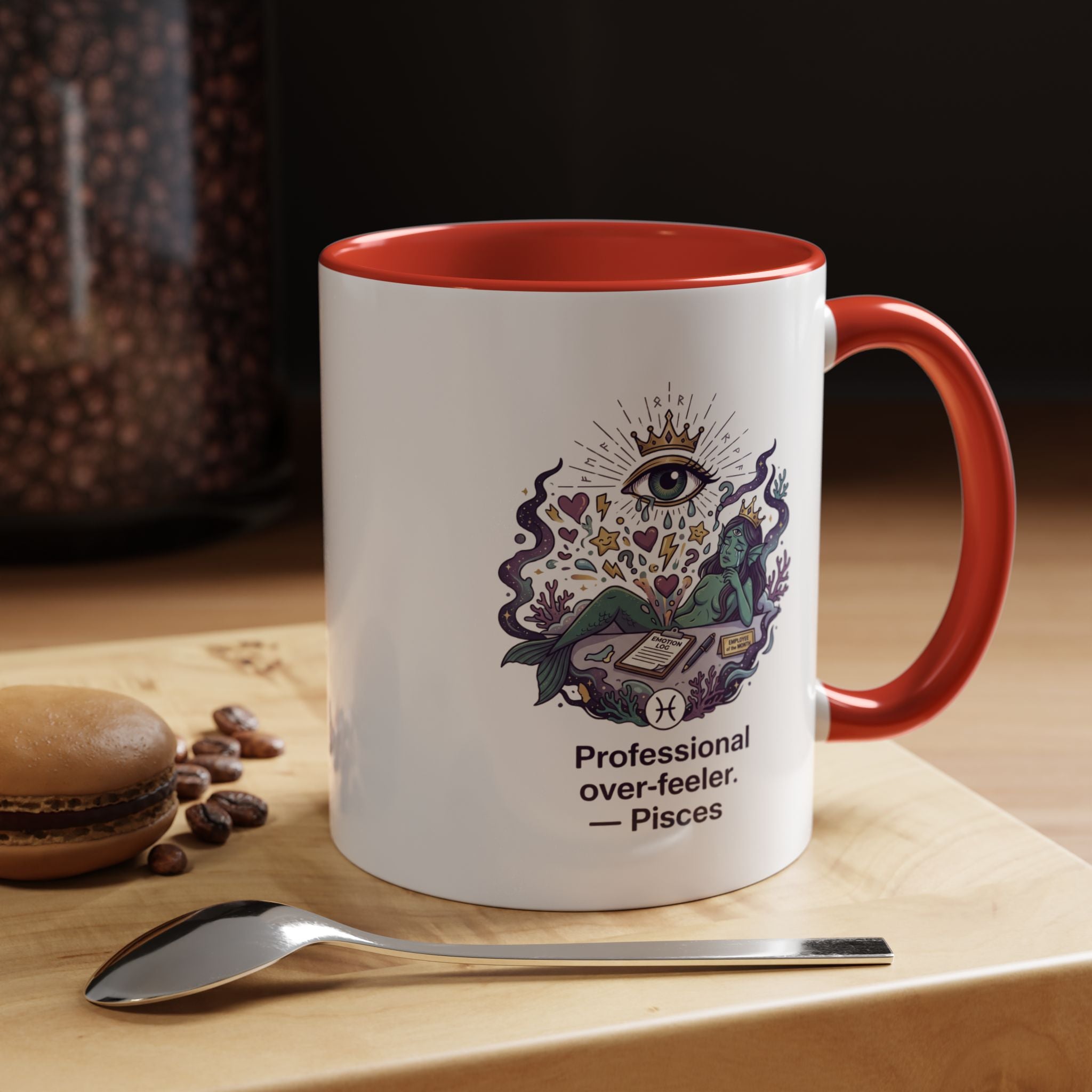 Pisces Coffee Mug — "Professional Over-feeler" Zodiac Accent Mug (11/15oz)