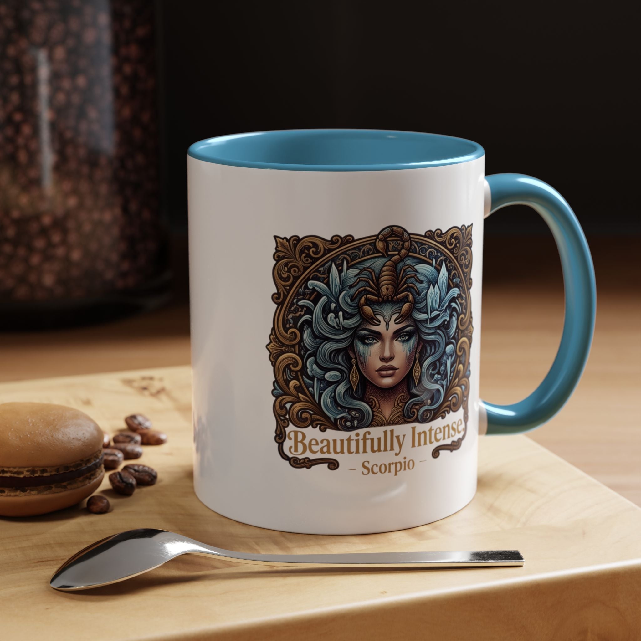 Scorpio Accent Coffee Mug — "Beautifully Intense" Zodiac Design (11/15oz)