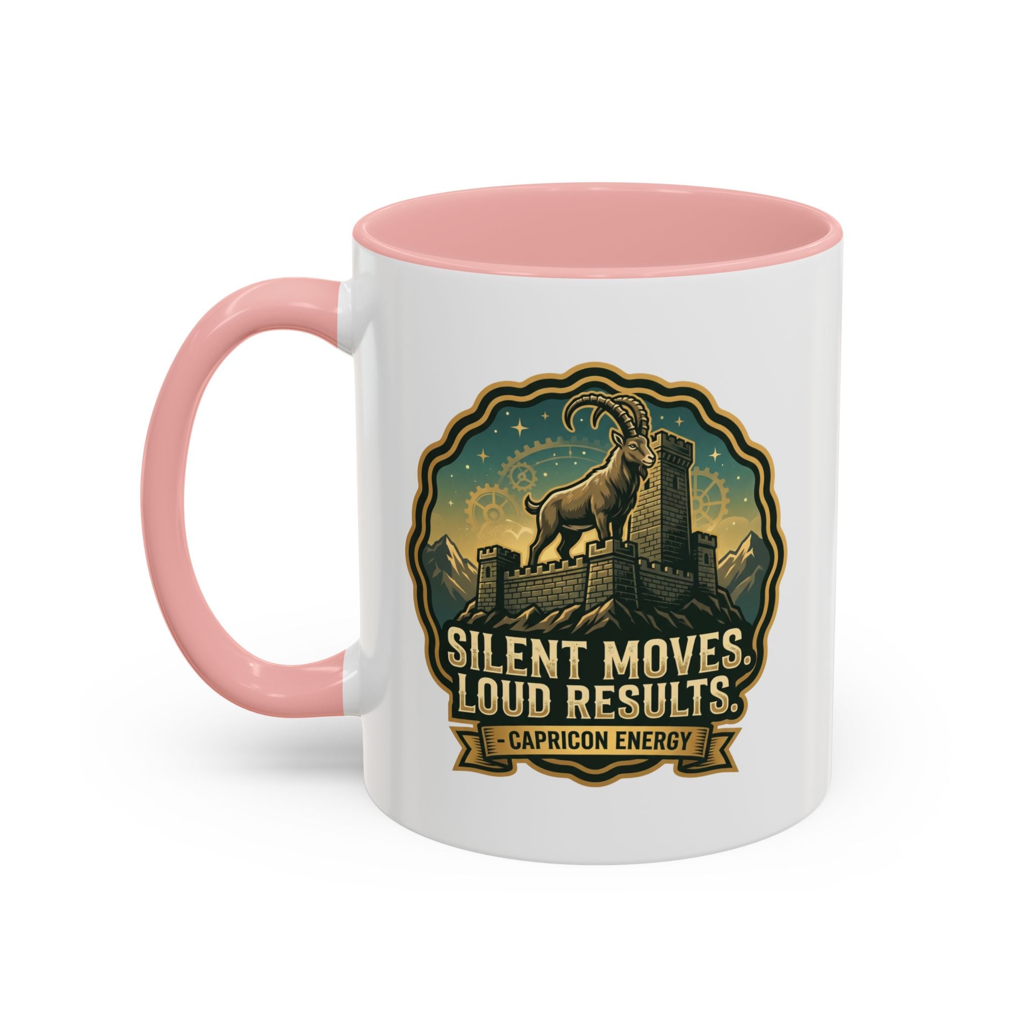 Capricorn Coffee Mug - "Silent Moves. Loud Results." Zodiac Goat Accent Mug