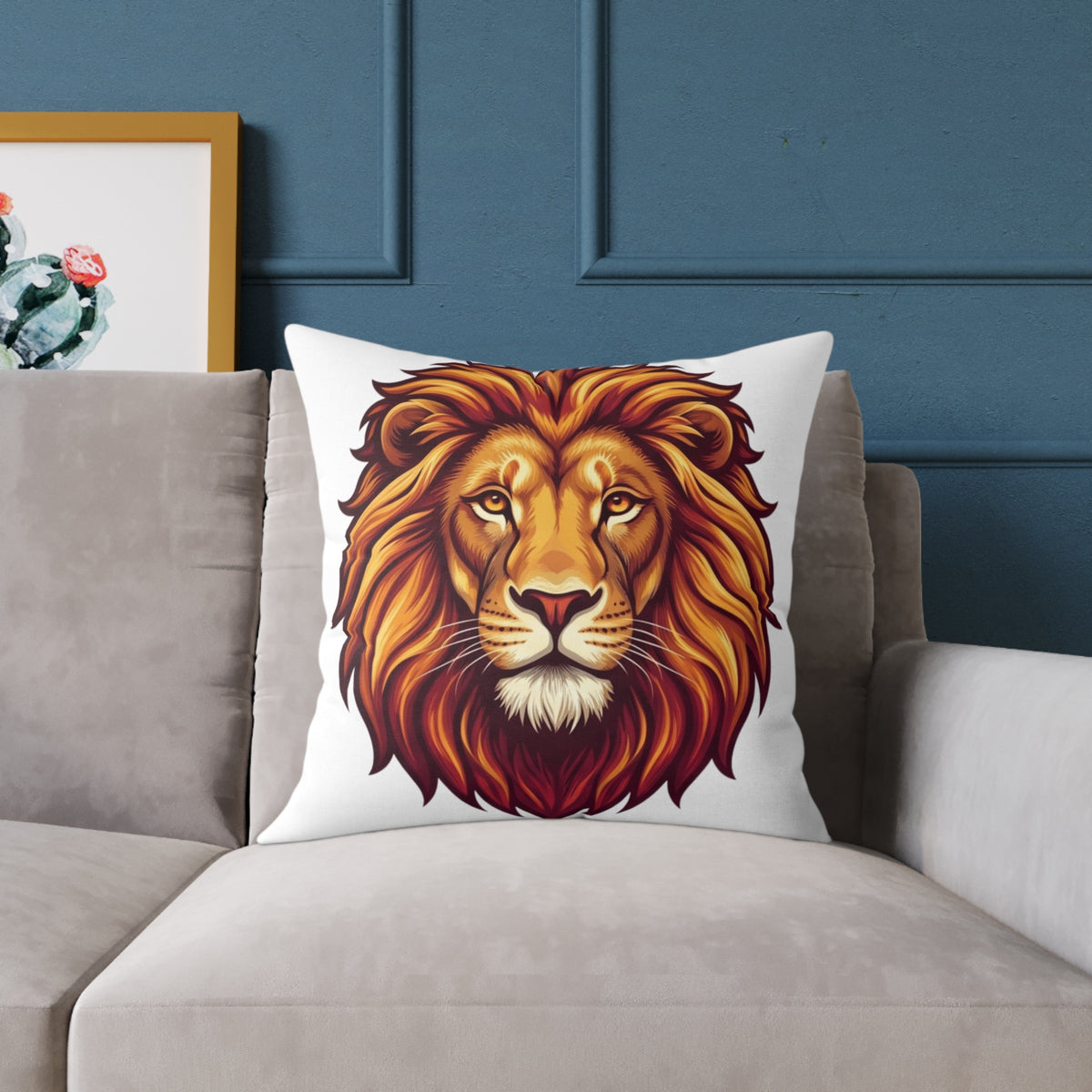 Leo Zodiac Lion Head Astrological Square Poly Canvas Pillow