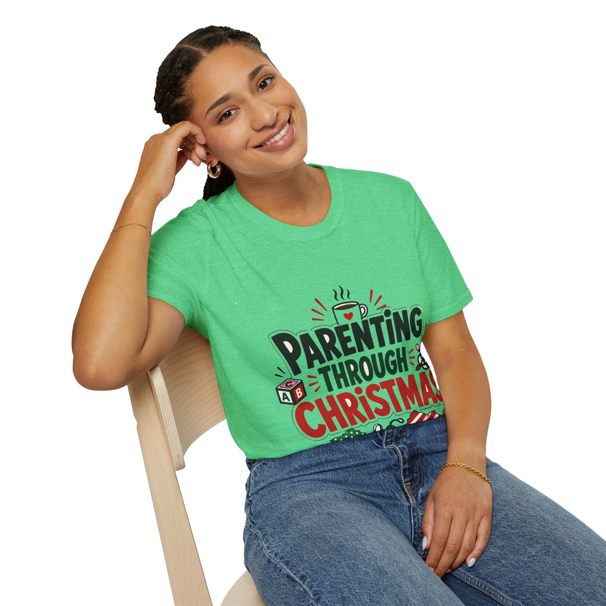 Parenting Through Christmas T-Shirt — Funny Holiday Mom Dad Tee