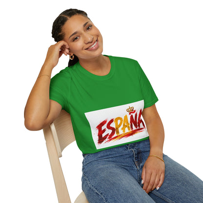 Spain  Graphic T-Shirt — Spanish Flag Brushstroke Design with Crown