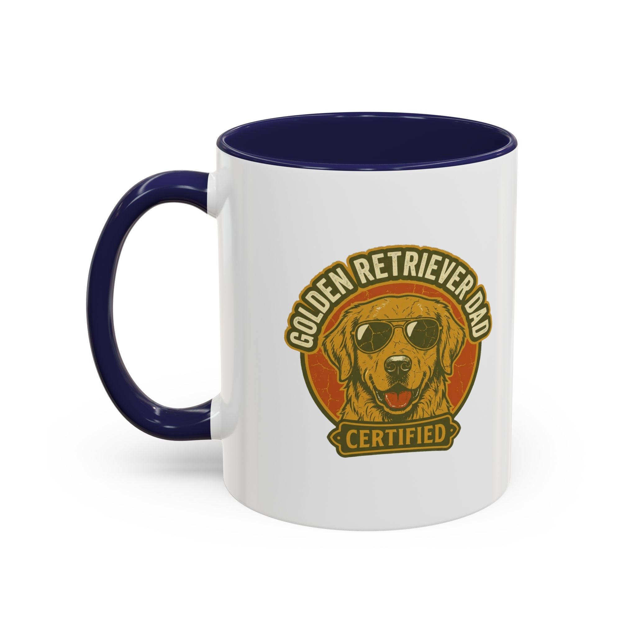 Funny Golden Retriever Dad Coffee Mug — "Certified" Dog Dad Accent Mug