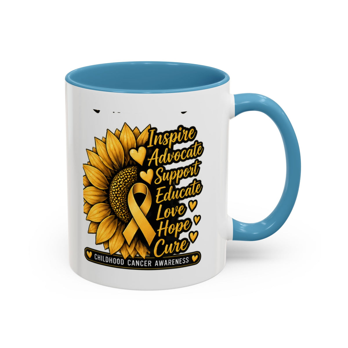 Childhood Cancer Awareness Sunflower Accent Coffee Mug (11/15oz)
