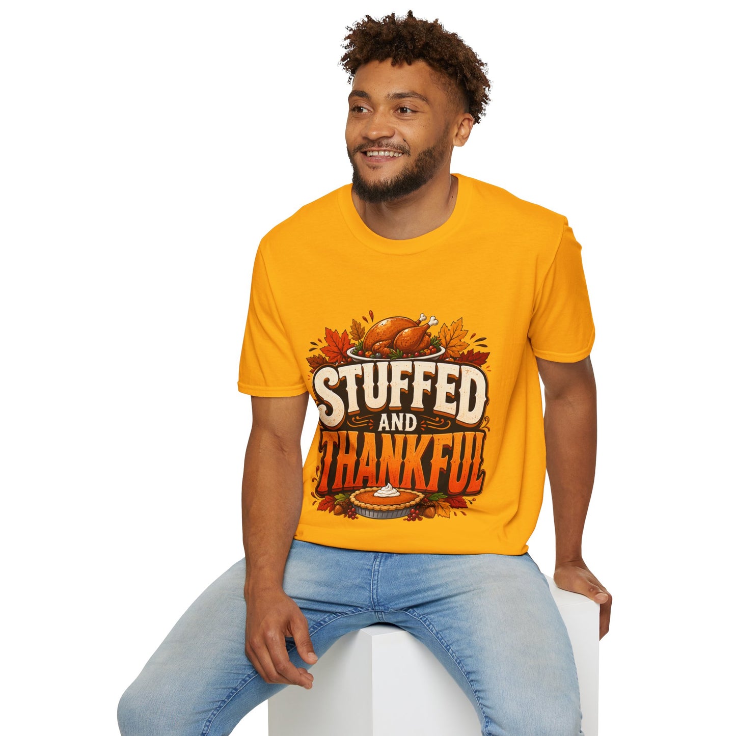 Thanksgiving T-Shirt — "Stuffed and Thankful" Turkey Design