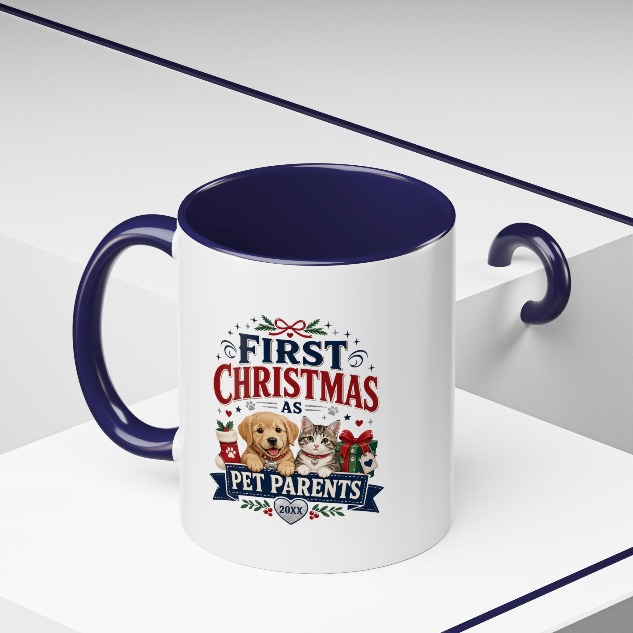 Christmas First Christmas as Pet Parents Coffee Mug — Cute Dog & Cat Holiday Gift