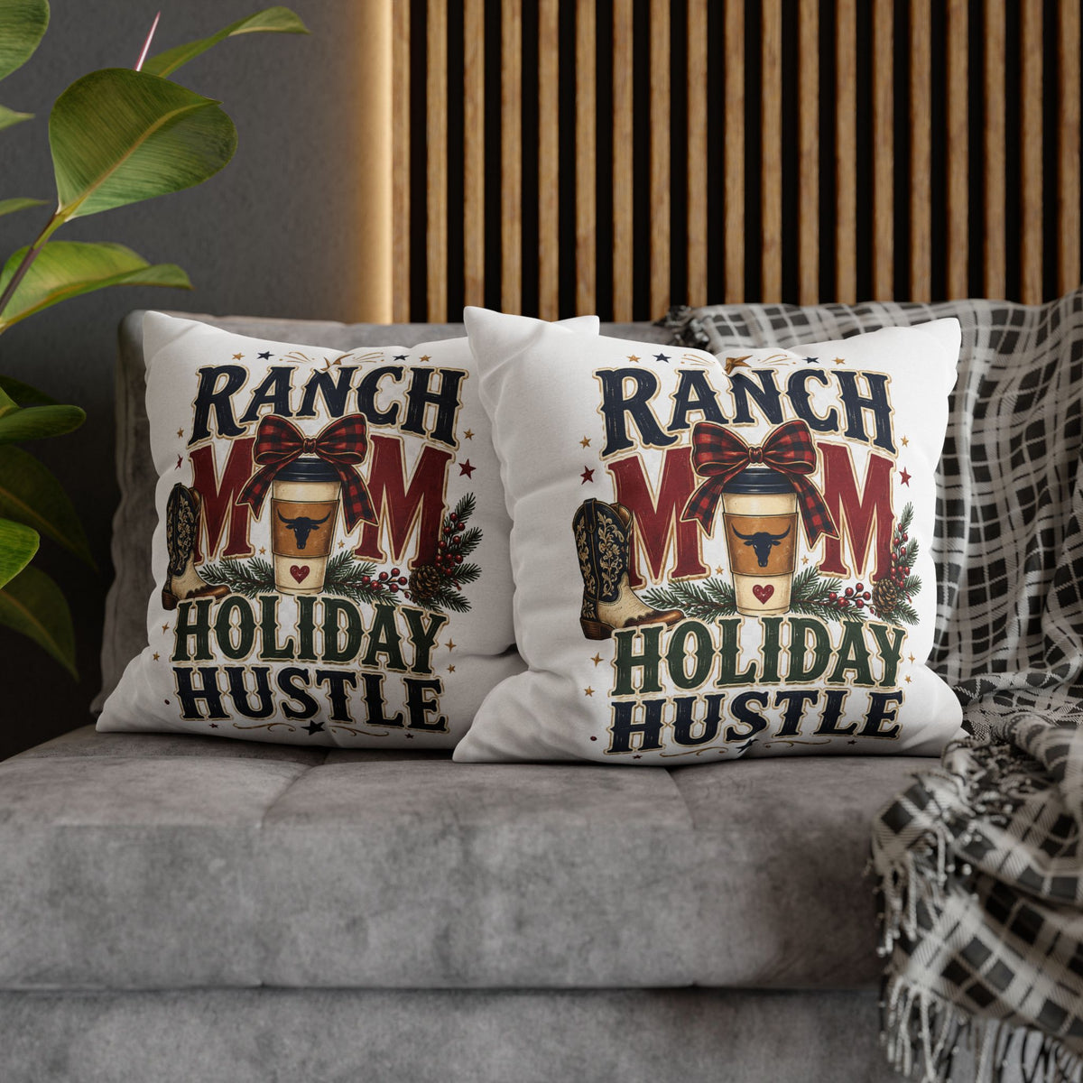 Ranch Mom Holiday Hustle Throw Pillowcase Modern Day Christmas