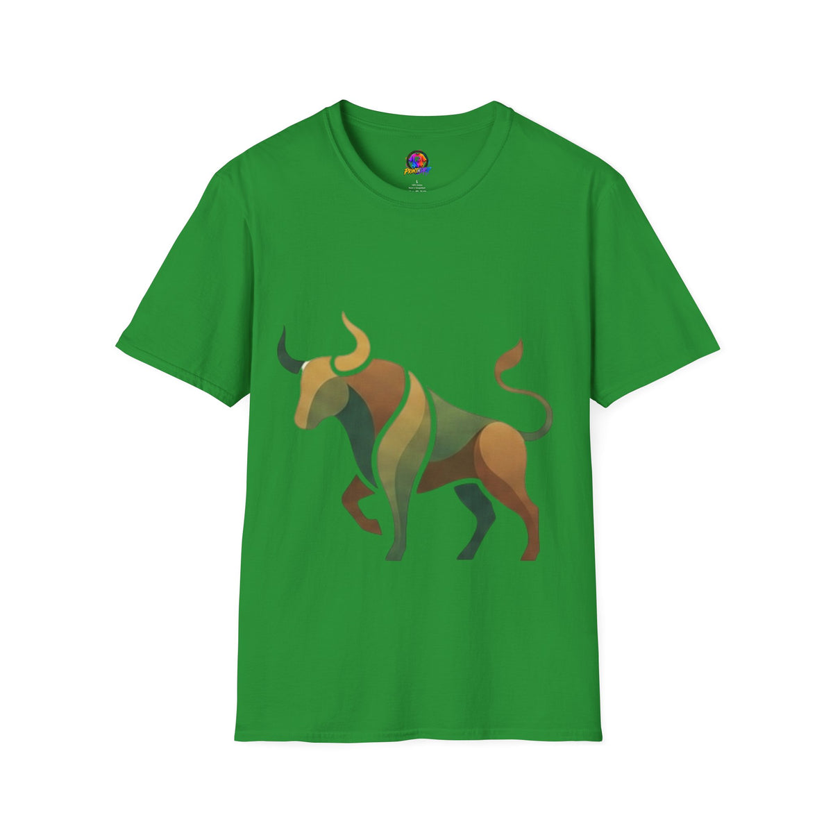 Bull Graphic T-Shirt — Earth Tone Geometric Taurus Design