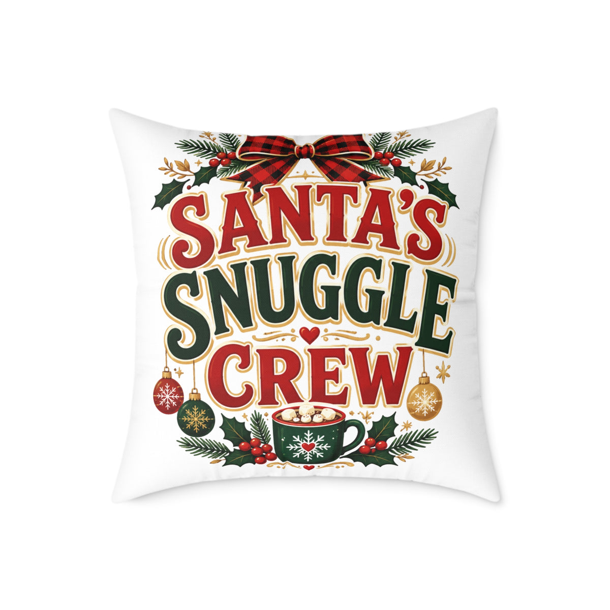 Santa’s Snuggle Crew Christmas Pillow — Festive Holiday Decorative Throw Pillow