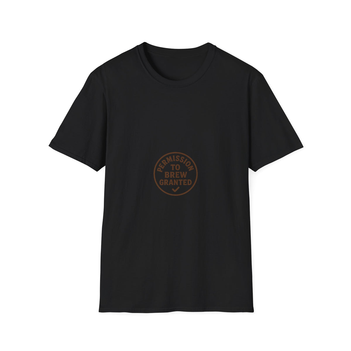 Permission To Brew Granted Circular Badge T-Shirt, Funny Coffee Roaster Typography Tee - Trending Now - September 2026